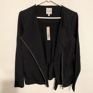 Nic+Zoe Perfect Conquer Lightweight Knit Black Moto Jacket - NWT
